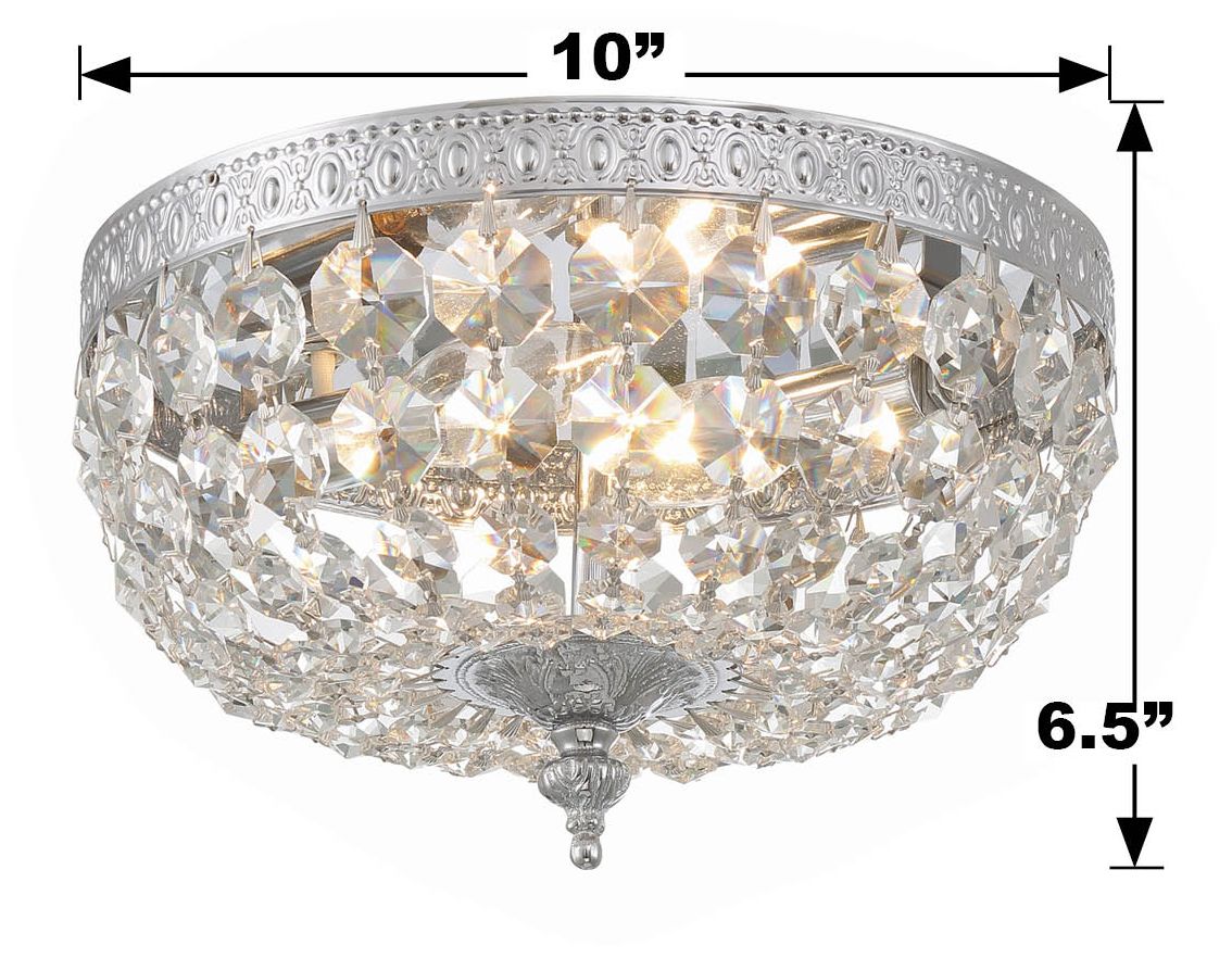 Waltham 10'' Italian Crystal Polished Chrome Flush Mount