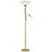 Walton Antique Brass Torchiere Floor Lamp with Side Light