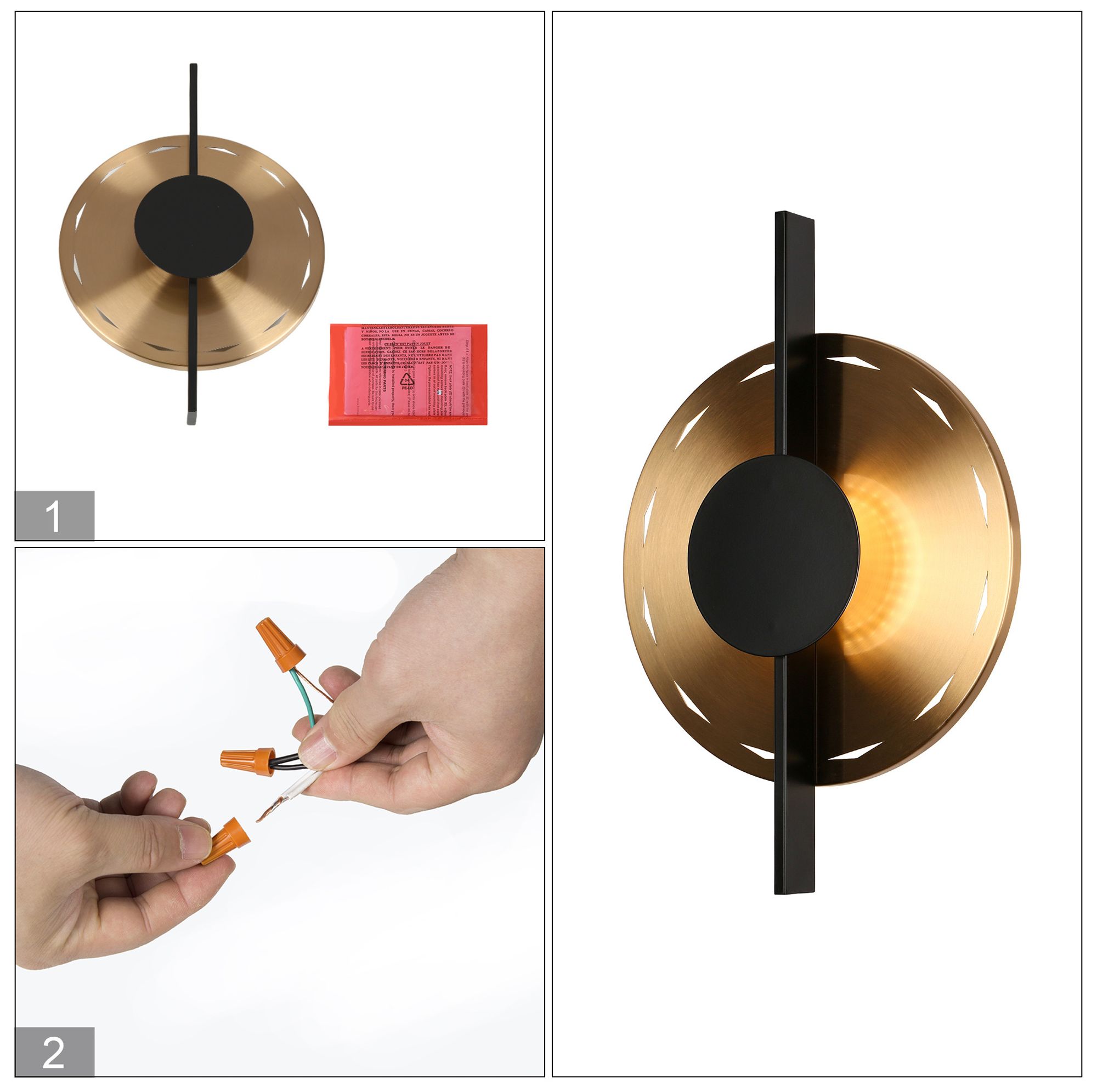 Wamitallis 1-Light Gold Black LED Wall Sconces