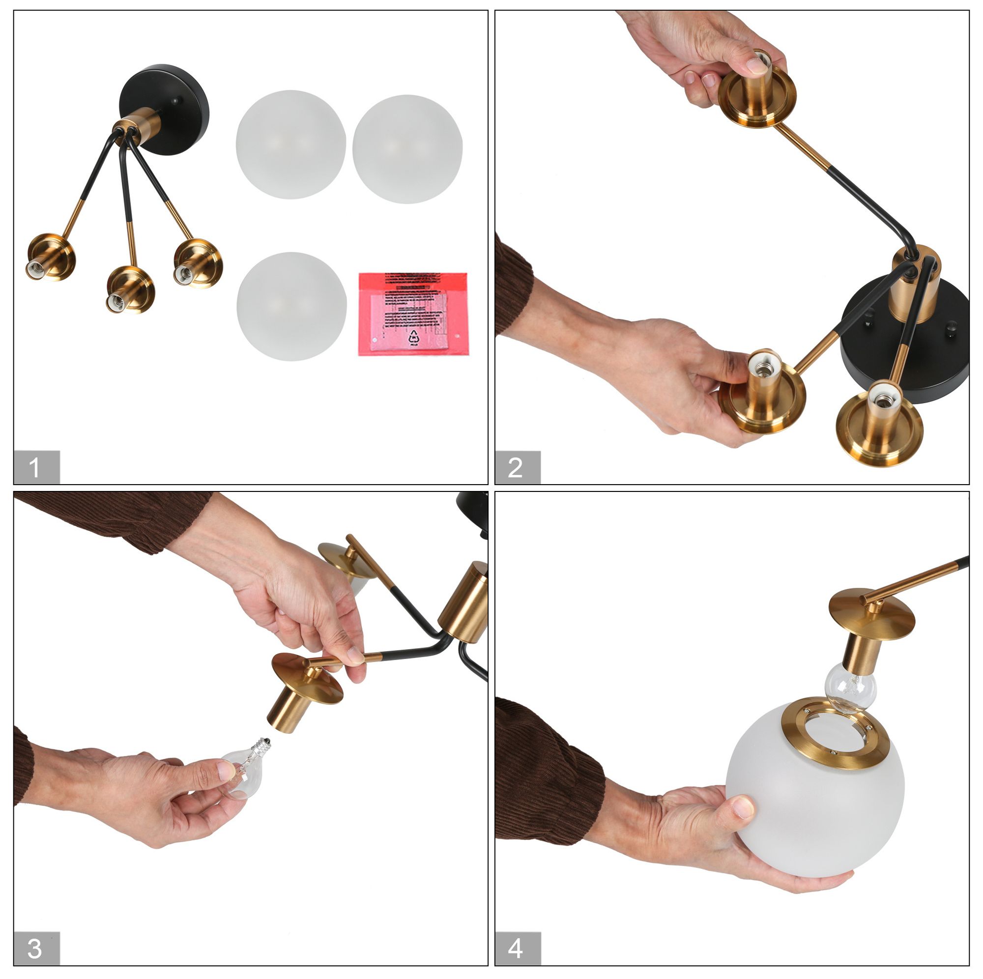 Wamitallis 3-Light Frosted Glass Ceiling Lights