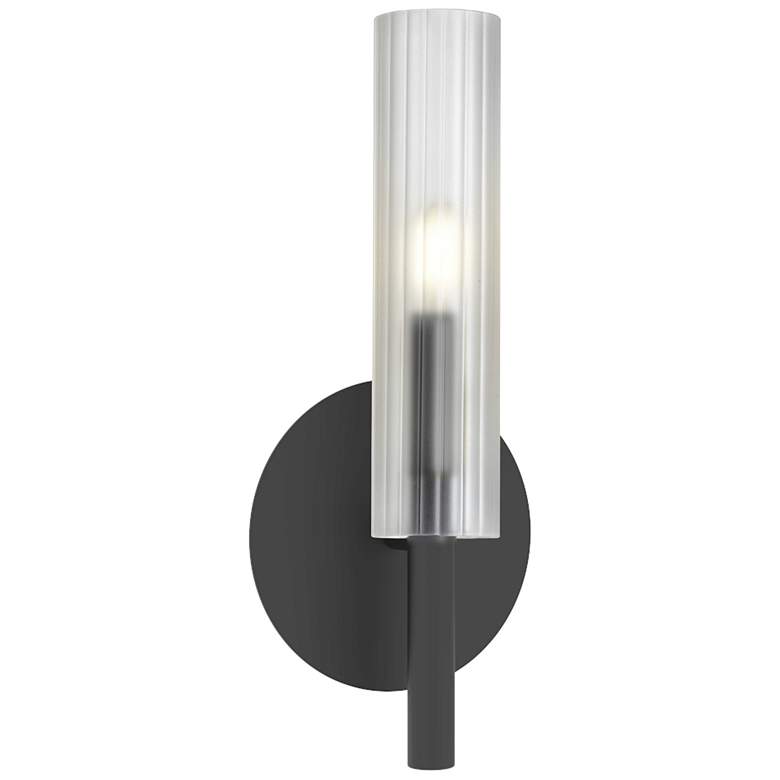 Image 1 Wand 14 inch High Matte Black Wall Sconce With Frosted Glass Shade
