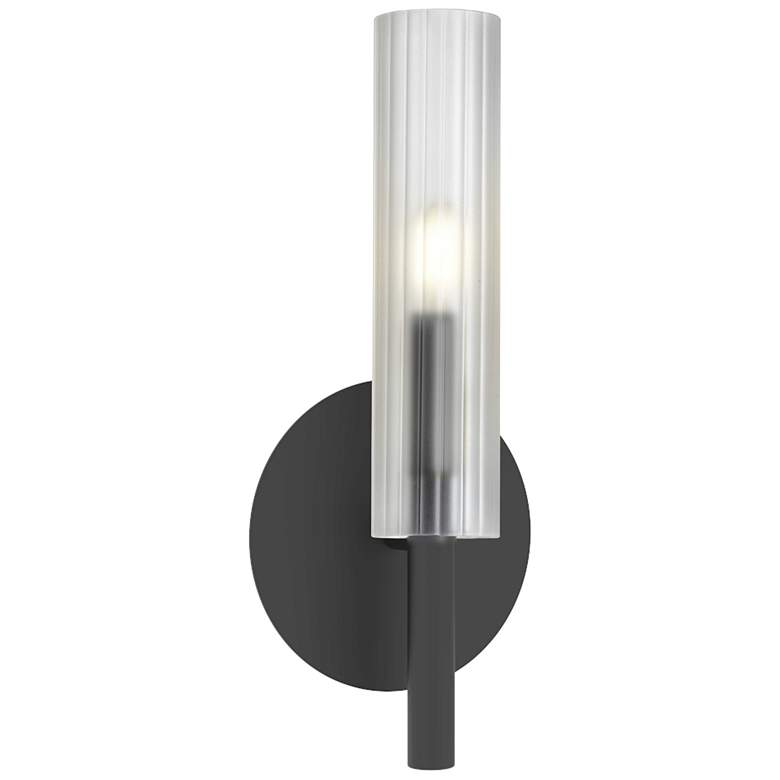 Image 1 Wand 14" High Matte Black Wall Sconce With Frosted Glass Shade