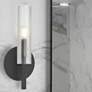 1_Wand 14" High Matte Black Wall Sconce With Frosted Glass Shade