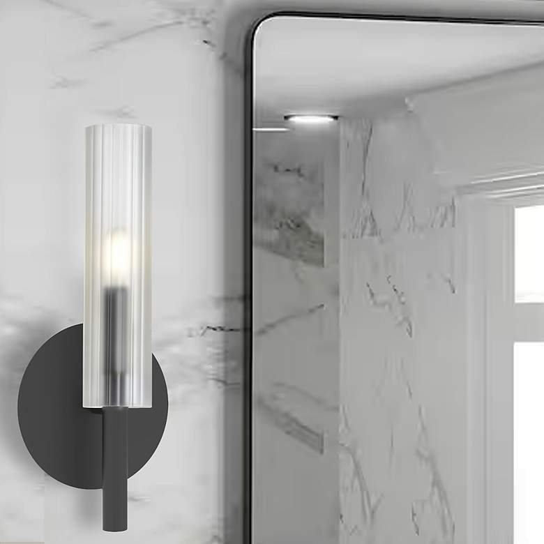 Image 2 Wand 14" High Matte Black Wall Sconce With Frosted Glass Shade more views