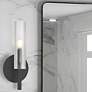 3_Wand 14" High Matte Black Wall Sconce With Frosted Glass Shade more views