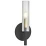 Wand 14"H Matte Black And Aged Brass Wall Sconce w/ Frosted Glass Shad