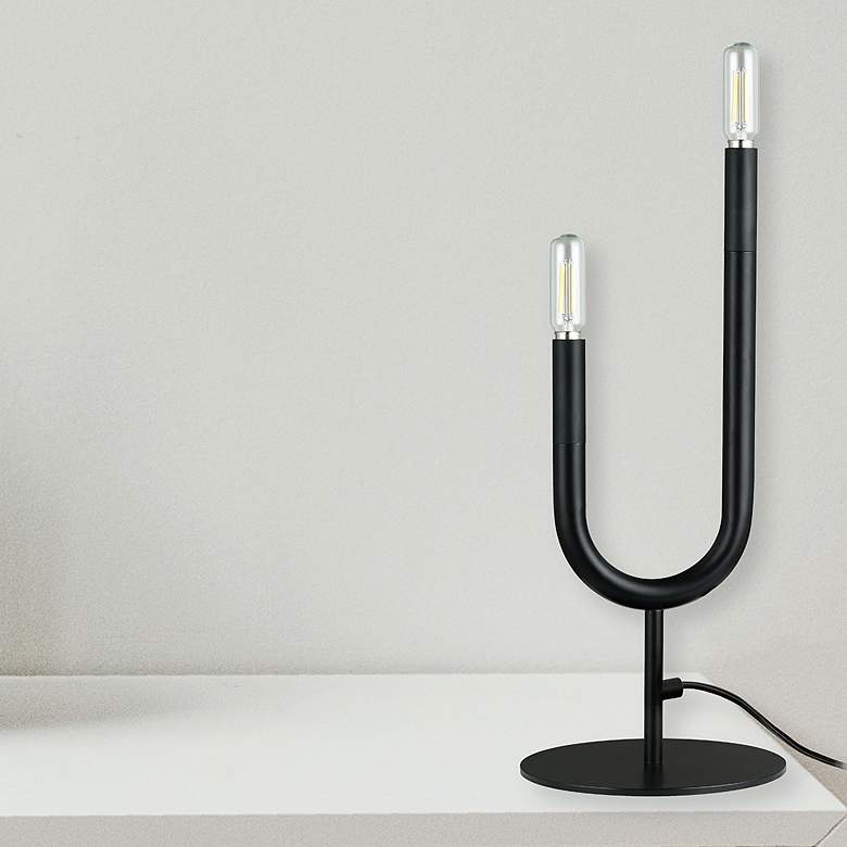 Image 1 Wand 16.5" High 2 Light Matte Black Table Lamp