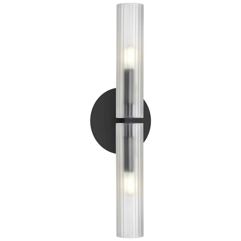 Image 1 Wand 20.5" High 2 Light Matte Black Wall Sconce With Frosted Glass Sha