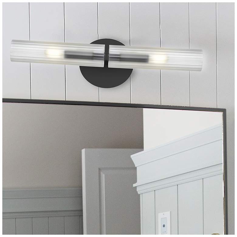 Image 4 Wand 20.5" High 2 Light Matte Black Wall Sconce With Frosted Glass Sha more views