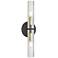 Wand 20.5"H 2 Light Matte Black And Aged Brass Wall Sconce w/ Frosted 