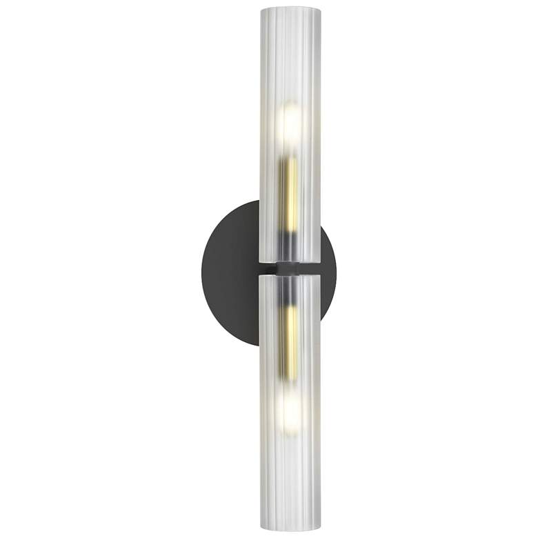 Image 1 Wand 20.5"H 2 Light Matte Black And Aged Brass Wall Sconce w/ Frosted