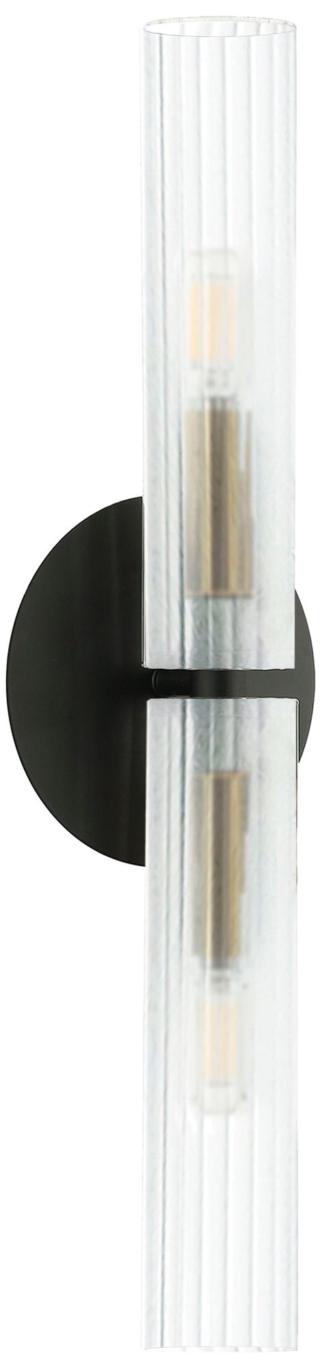 Image 3 Wand 20.5"H 2 Light Matte Black And Aged Brass Wall Sconce w/ Frosted  more views