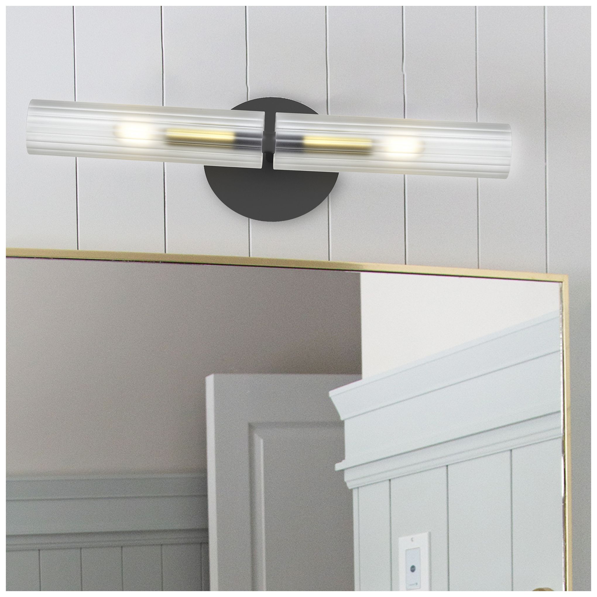 Image 4 Wand 20.5"H 2 Light Matte Black And Aged Brass Wall Sconce w/ Frosted  more views