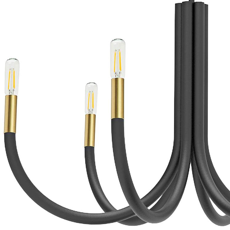 Image 3 Wand 28" Wide 6 Light Matte Black and Aged Brass Chandelier more views
