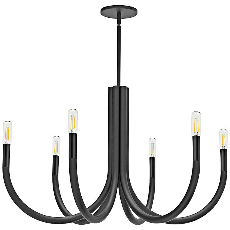 Image 3 Wand 28" Wide 6 Light Matte Black Chandelier