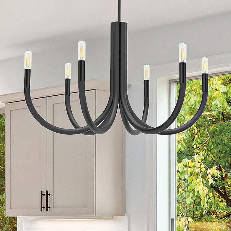 Image 2 Wand 28" Wide 6 Light Matte Black Chandelier
