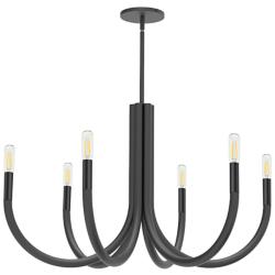 Wand 28" Wide Black 6-Light Chandelier
