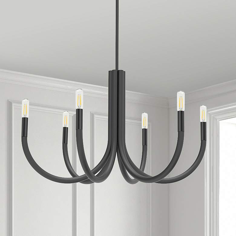 Image 2 Wand 28" Wide Black 6-Light Chandelier