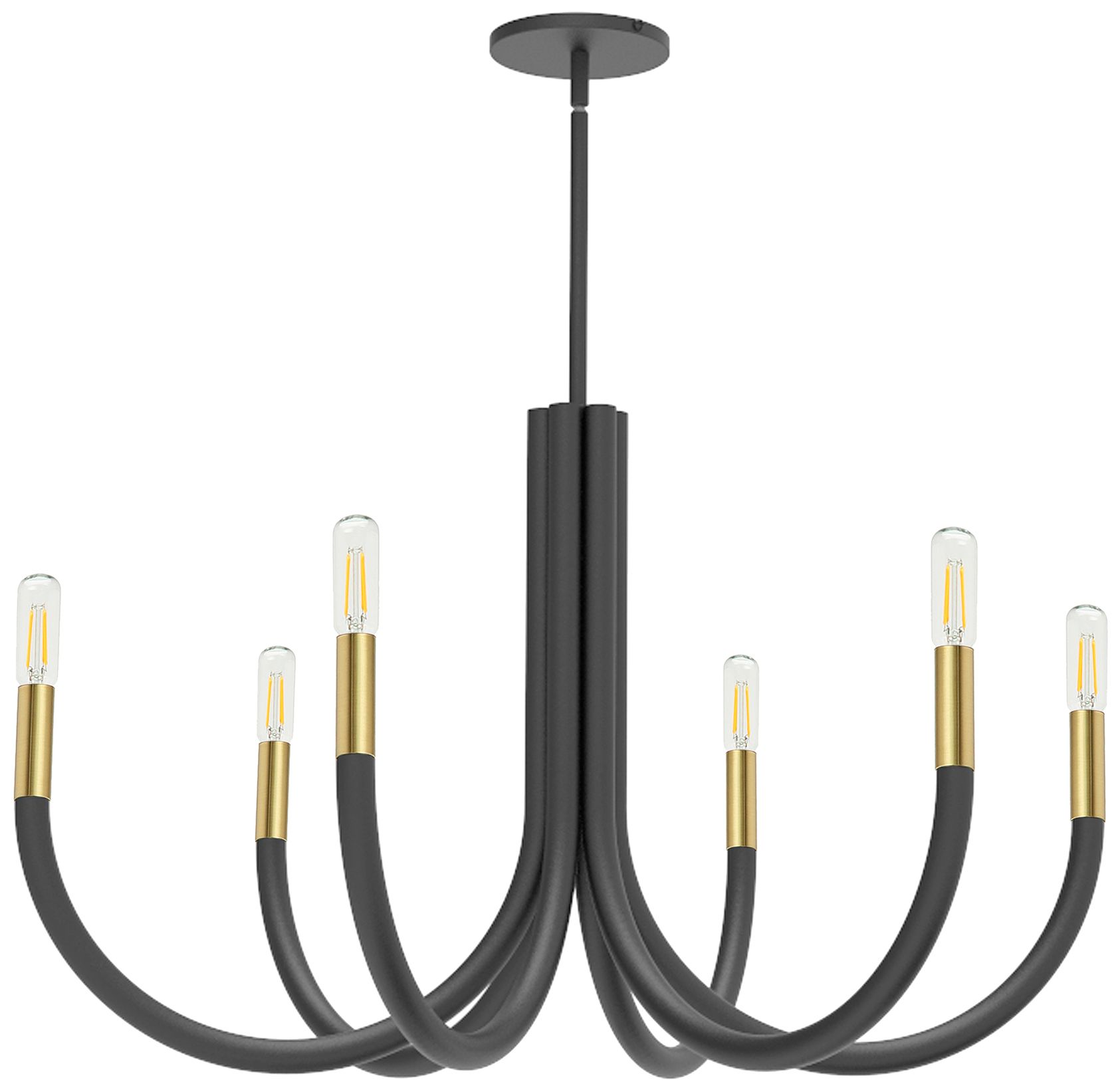 Image 2 Wand 28" Wide Matte Black and Aged Brass 6-Light Chandelier