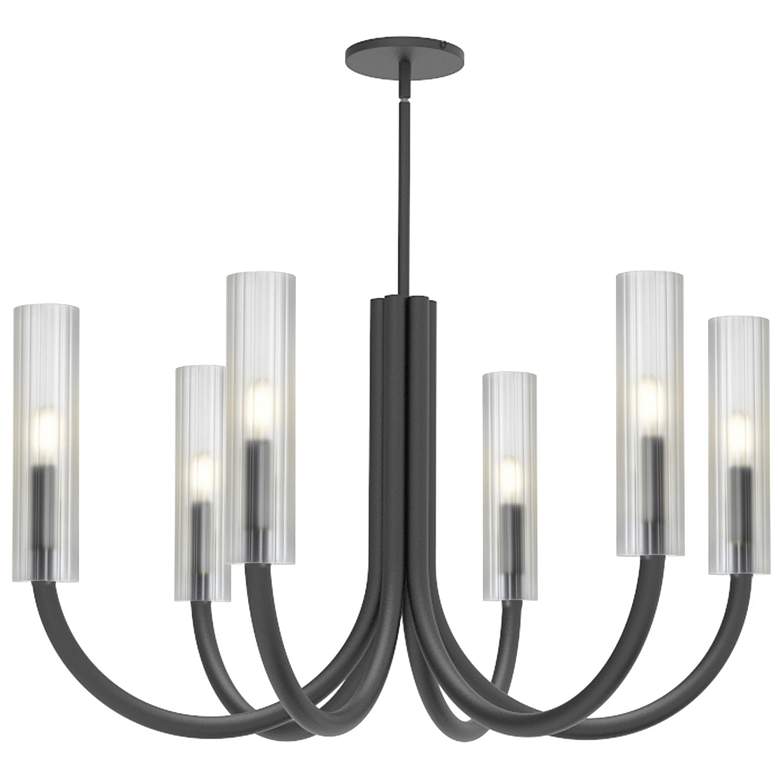 Image 1 Wand 30.5" Wide 6 Light Matte Black Chandelier With Frosted Glass Shad