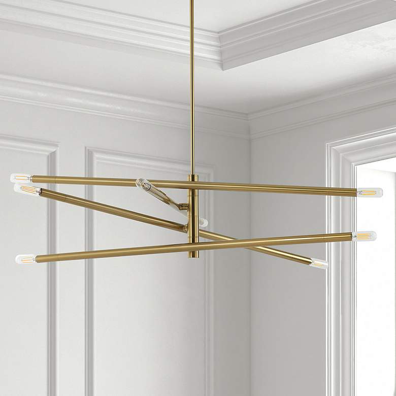 Image 1 Wand 35.5" Wide 8 Light Aged Brass Chandelier