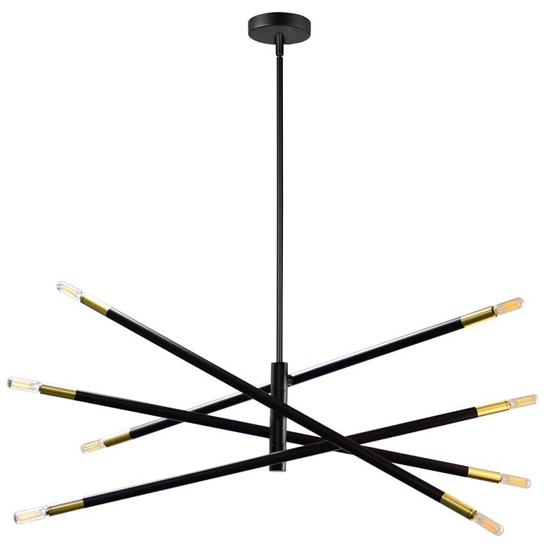 Image 1 Wand 35.5" Wide 8 Light Small Matte Black and Aged Brass Chandelier