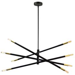 Wand 35.5&quot; Wide 8 Light Small Matte Black and Aged Brass Chandelier