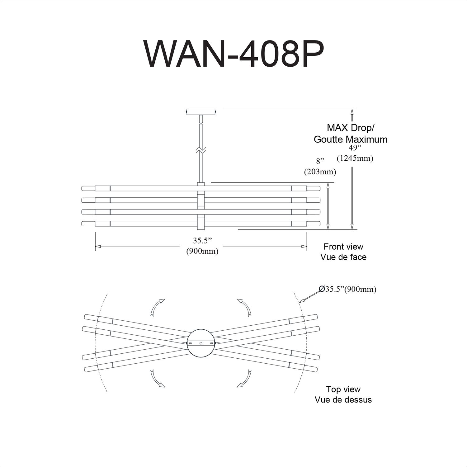 Image 4 Wand 35 1/2" Wide Black and Aged Brass 8-Light Pendant more views