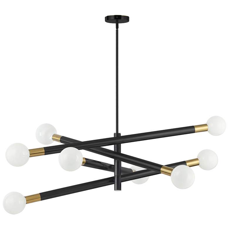 Image 1 Wand 36" Wide 8 Globe Matte Black And Aged Brass Chandelier