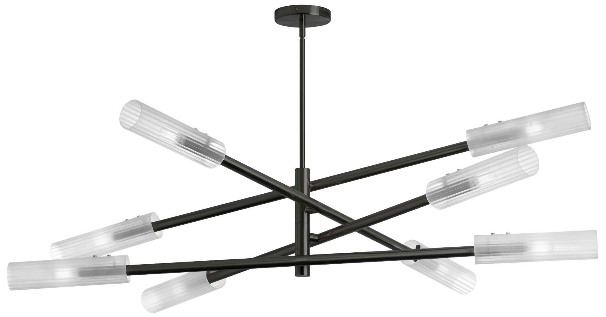 Image 2 Wand 47.5" Wide 8 Light Matte Black Pendant With Frosted Glass Shade
