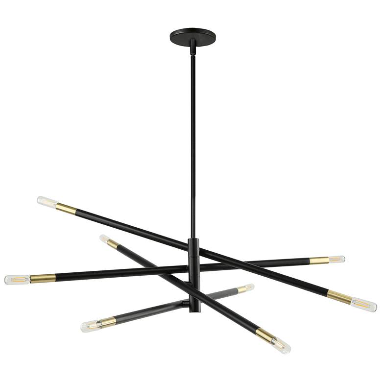 Image 1 Wand 50 inch Wide 8 Light Large Matte Black and Aged Brass Chandelier