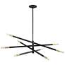 Wand 50" Wide 8 Light Large Matte Black and Aged Brass Chandelier