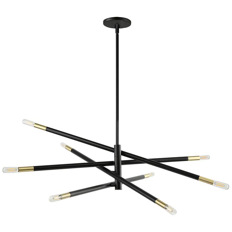 Image 1 Wand 50" Wide 8 Light Large Matte Black and Aged Brass Chandelier