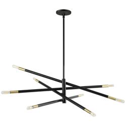 Wand 50&quot; Wide 8 Light Large Matte Black and Aged Brass Chandelier
