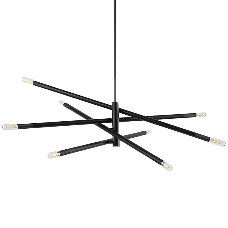 Image 1 Wand 50" Wide Painted Black and Brass 8-Light Pendant