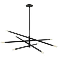 Wand 50" Wide Painted Black and Brass 8-Light Pendant