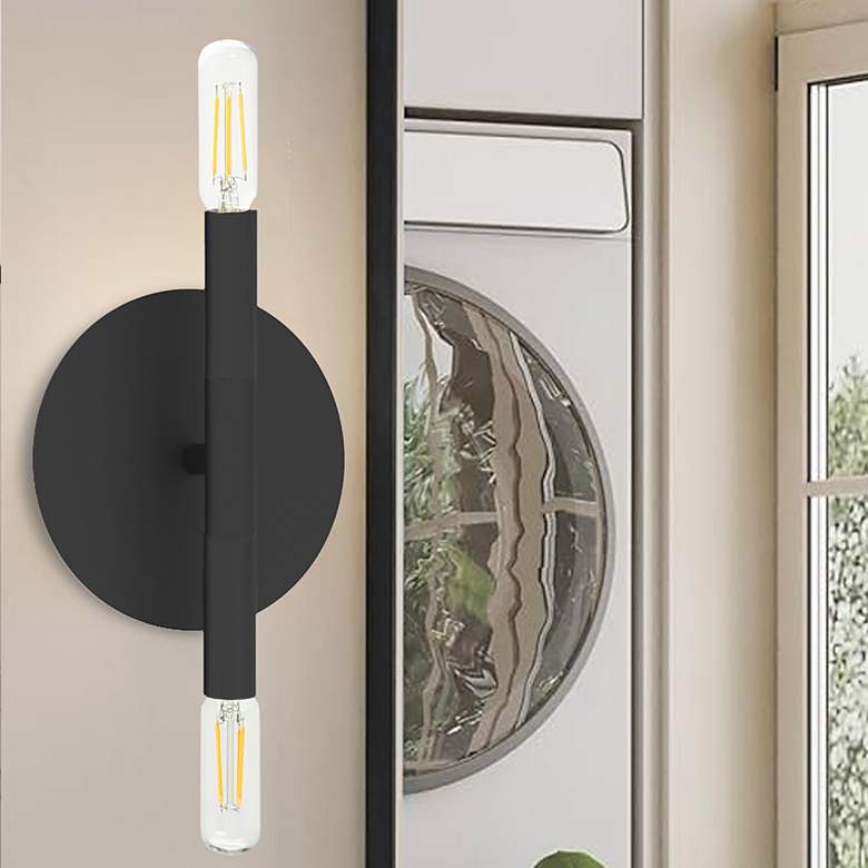 Image 1 Wand 8.5" High 2 Light Matte Black Wall Sconce