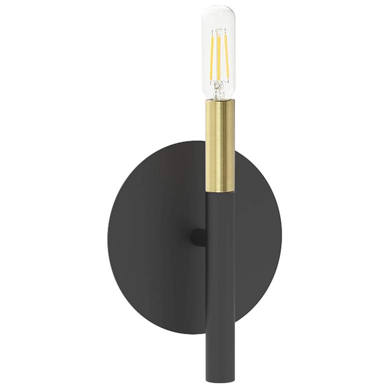 Image 2 Wand 8.5" High Matte Black & Aged Brass Wall Sconce
