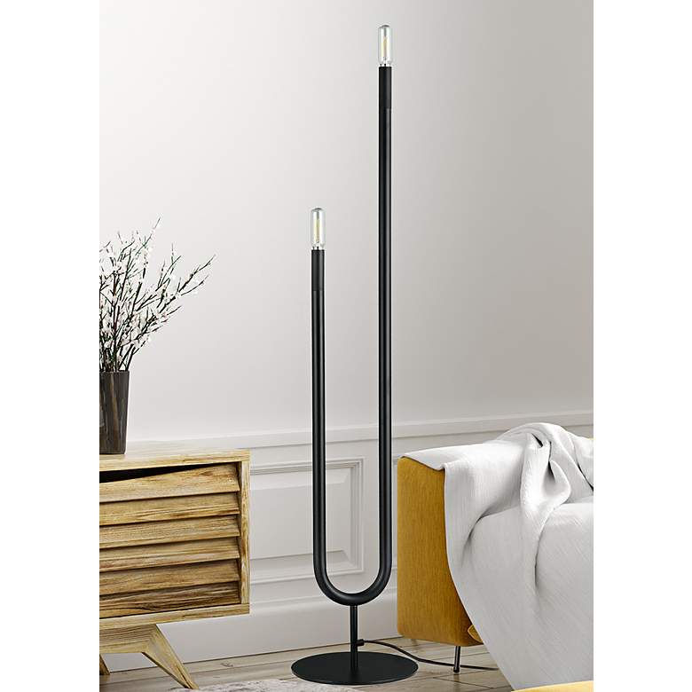 Image 1 Wand Matte Black 2-Light Floor Lamp