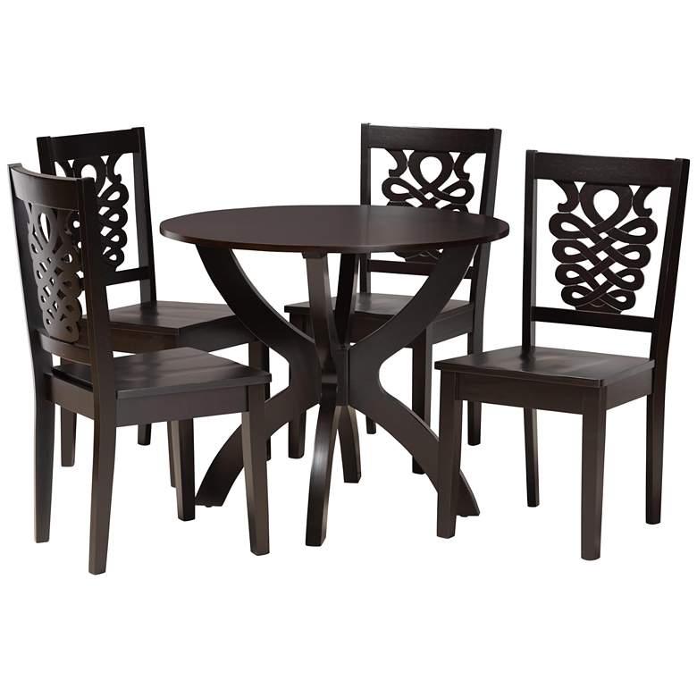Image 1 Wanda Dark Brown Wood 5-Piece Dining Table and Chair Set