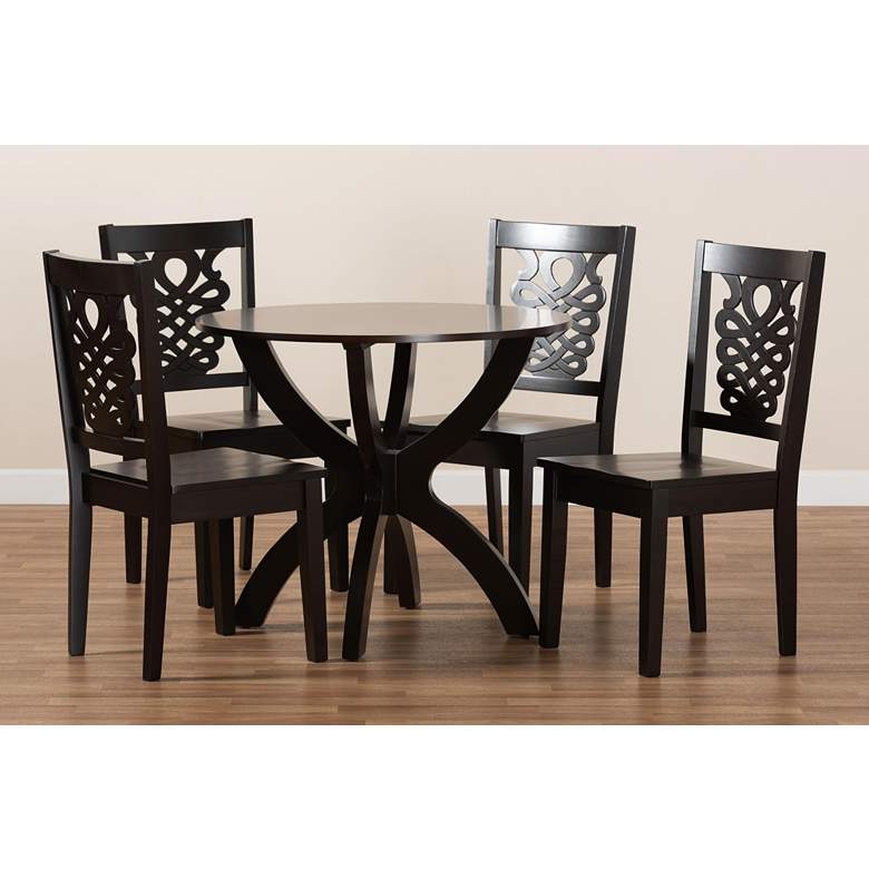 Image 7 Wanda Dark Brown Wood 5-Piece Dining Table and Chair Set more views