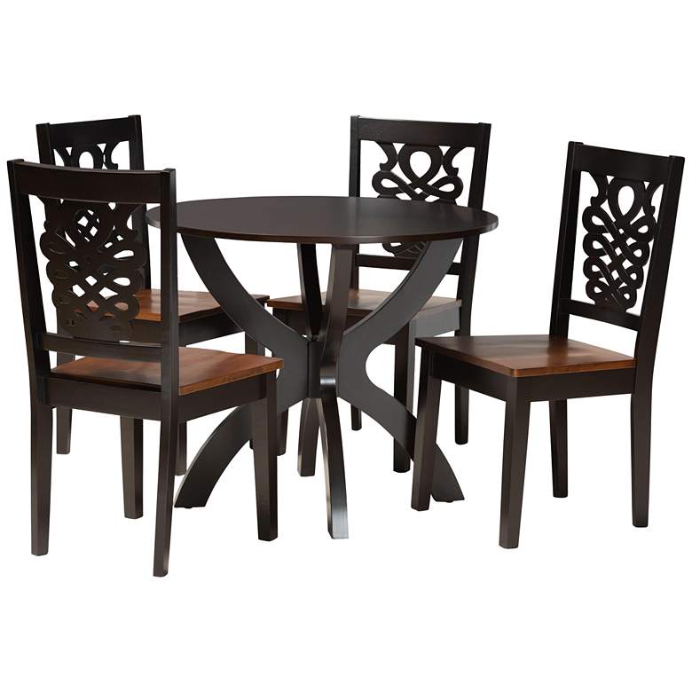Image 1 Wanda Two-Tone Brown Wood 5-Piece Dining Table and Chair Set