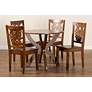 Wanda Walnut Brown Wood 5-Piece Dining Table and Chair Set