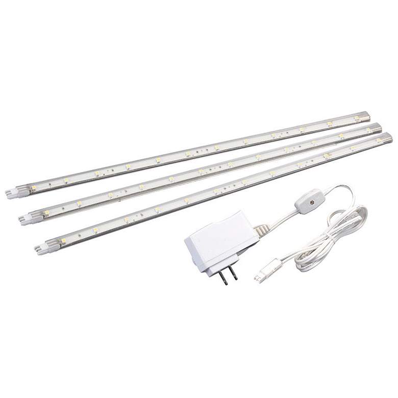 Image 1 Wander 12"W White Plug-In LED Starter Strip Lights Set of 3