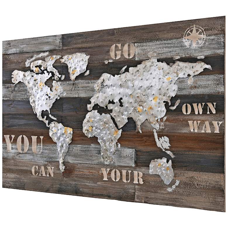 Image 1 Wanderlust 48" Wide Rustic Wood Rectangular Wall Art