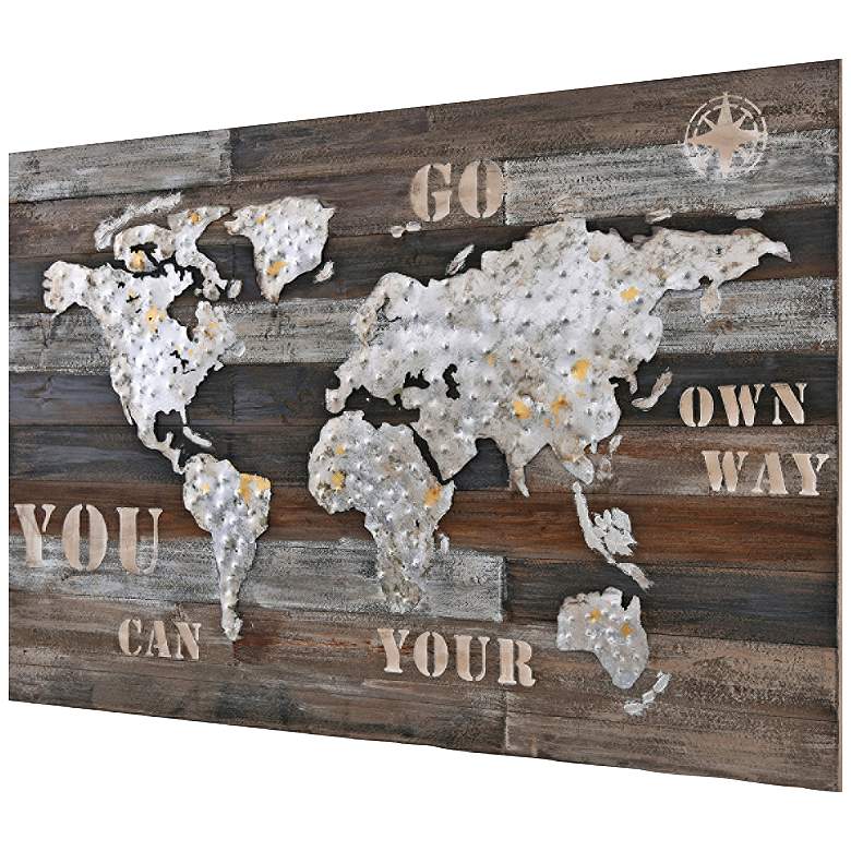 Image 1 Wanderlust 48 inch Wide Rustic Wood Rectangular Wall Art