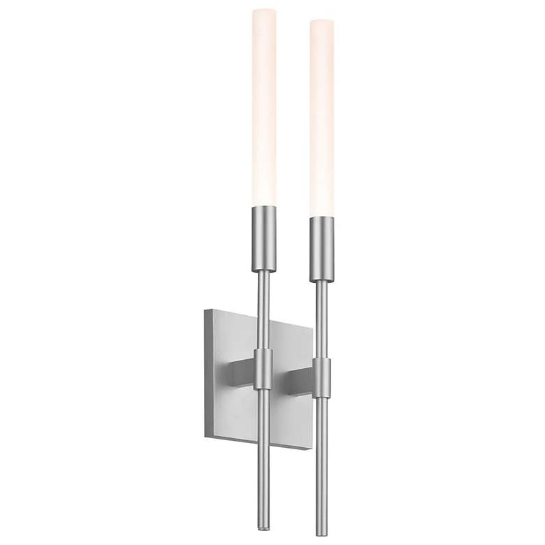 Image 1 Wands 20.75" High 2-Light Bright Satin Aluminum LED Wall Sconce