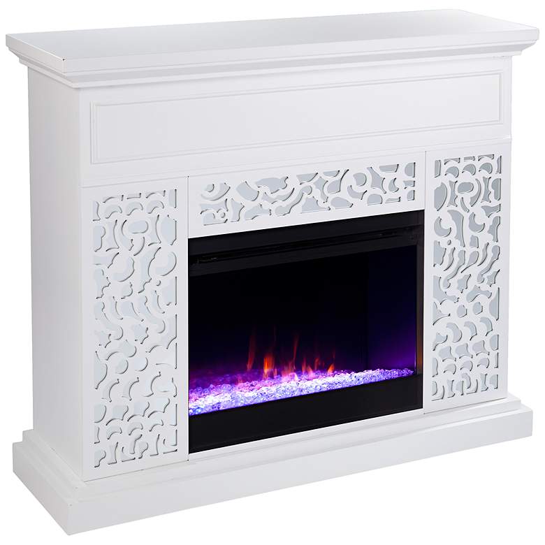 Image 2 Wansford White Wood Color Changing Fireplace