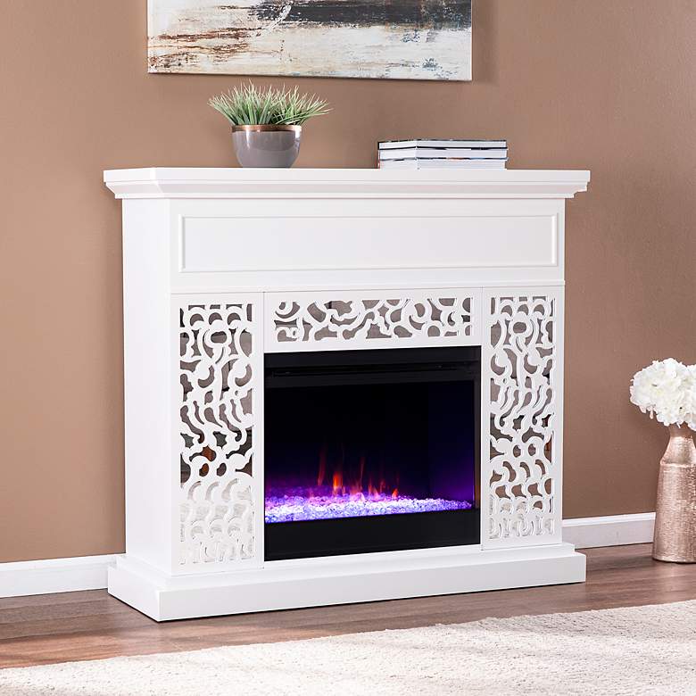 Image 1 Wansford White Wood Color Changing Fireplace