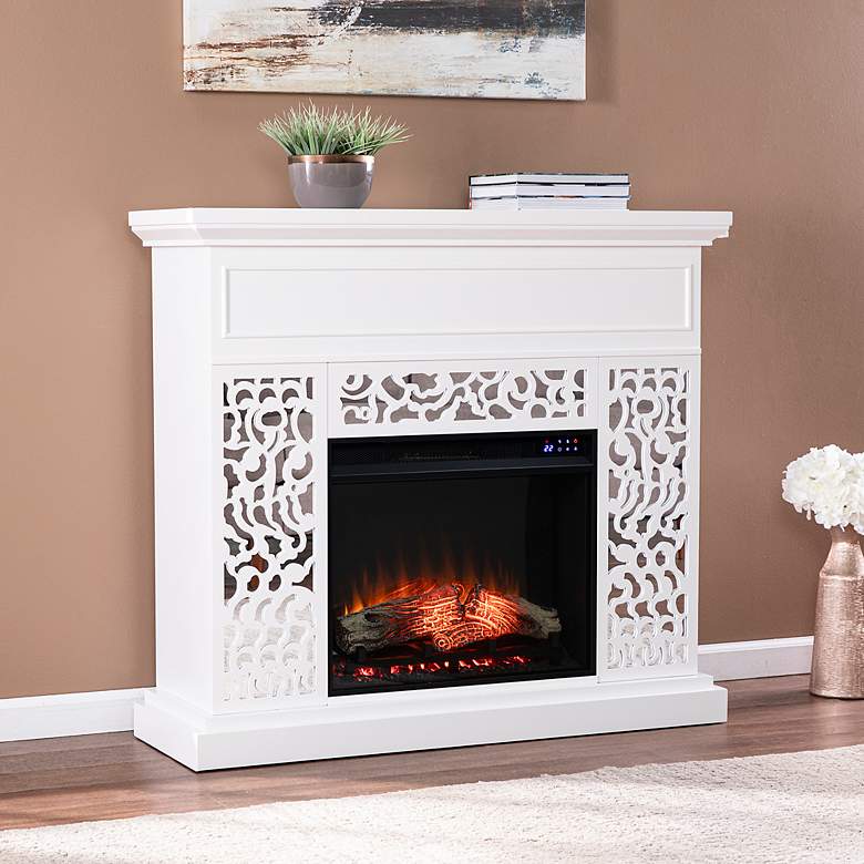 Image 1 Wansford White Wood Electric Fireplace